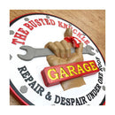 看板 サイン ボード ガレージ 車庫 駐車場 アメリカン 雑貨 円 丸 壁掛け おしゃれ おもしろ デザイン レンチ モチーフ ウォールプラッケ 【納期C】【akz-s0109】