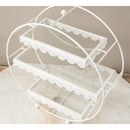 ディスプレイラック コレクショントレー ラック トレイ 収納 棚 3段 アンティーク調 円形 丸 アクセサリー 白 ホワイト ガーリー かわいい 姫系 ヨーロピアン 【納期C】【akz-sa993223-3】