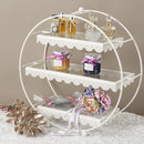 ディスプレイラック コレクショントレー ラック トレイ 収納 棚 3段 アンティーク調 円形 丸 アクセサリー 白 ホワイト ガーリー かわいい 姫系 ヨーロピアン 【納期C】【akz-sa993223-3】