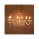 シャンデリア 6灯 led 電球対応 照明 天井 ホワイト クリア クリスタル ガラス おしゃれ 北欧 ガーリー ヨーロピアン 姫系 ロマンチック 【納期C】【akz-suci-p6d】