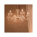 シャンデリア 6灯 led 電球対応 照明 天井 ホワイト クリア クリスタル ガラス おしゃれ 北欧 ガーリー ヨーロピアン 姫系 ロマンチック 【納期C】【akz-suci-p6d】