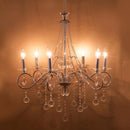 シャンデリア 6灯 led 照明 天井 吊下げ シルバー クリスタル ガラス おしゃれ 北欧 ガーリー ヨーロピアン 高級感 姫系 スタイリッシュ 【納期C】【akz-tessi-p6d】