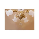 シャンデリア 5灯 led 対応 天井照明 おしゃれ ヨーロピアン ゴージャス オシャレ レトロ チェーン 長さ 調節 調整 白 ホワイト 花 モチーフ 姫系 【納期C】【akz-yg18207-ii-5p】