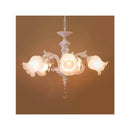 シャンデリア 5灯 led 対応 天井照明 おしゃれ ヨーロピアン ゴージャス オシャレ レトロ チェーン 長さ 調節 調整 白 ホワイト 花 モチーフ 姫系 【納期C】【akz-yg18207-ii-5p】