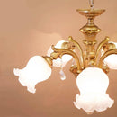 シャンデリア 5灯 led 対応 天井照明 おしゃれ ヨーロピアン ゴージャス オシャレ レトロ チェーン 長さ 調節 調整 白 ホワイト 花 モチーフ 姫系 【納期C】【akz-yg18207-ii-5p】