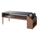 センターテーブル ローテーブル 収納付き おしゃれ ガラス天板 おしゃれ 北欧 【納期A】【azm-alm-16wal】