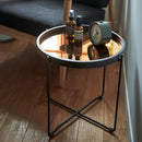 サイドテーブル ナイトテーブル 折り畳み 折りたたみ ラウンドテーブル トレー ミラー 鏡 天板 壁掛け ソファサイド ベッドサイド 丸型 おしゃれ 高級感 円形 【納期B】【azm-cir-501】