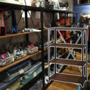 什器 スチールラック 棚板 木製 ラック 収納棚 4段 レトロ アンティーク風 アメリカン ビンテージ風 【納期A】【azm-dis-936bk】