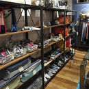 什器 ワイド スチールラック 棚 木製 オープンラック 4段 アメリカン ビンテージ風 【納期A】【azm-dis-937bk】