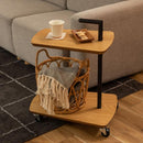 サイドテーブル おしゃれ キャスターつき ワゴン テーブル 棚 収納 インテリア リビング 木製 ソファサイド ベッドサイド 2段 トレー 天板 北欧 ナチュラル 【納期B】【azm-end-353】
