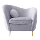 ソファ ソファー 1人掛け 一人掛け かわいい フェミニン ガーリー 姫系 北欧 ファブリック 布地 ベロア生地 クッション付き 上品 おしゃれ ピンク グレー 【納期A】【azm-est-111】