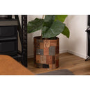 プランターカバー おしゃれ 巻き付け 鉢カバー 植木鉢カバー 目隠し 観葉植物 室内 インテリア パッチワーク風 ラベル アメカジ マジックテープ ボタン 留め 【納期B】【azm-fab-008】