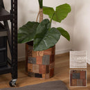 プランターカバー おしゃれ 巻き付け 鉢カバー 植木鉢カバー 目隠し 観葉植物 室内 インテリア パッチワーク風 ラベル アメカジ マジックテープ ボタン 留め 【納期B】【azm-fab-008】