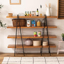 シェルフ 棚 組立て簡単 収納棚 オープンラック 飾り台 4段 ディスプレイラック 天然木製 スチール 異素材 インテリア 北欧 ナチュラル カントリー カフェ風 【納期A】【azm-gt-124】