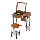 ドレッサー スツール セット 椅子 鏡 ミラー 収納 小物入れ デスク 机 テーブル シンプル 天然木 スチール 脚 コンパクト 1人暮らし ひとり暮らし ナチュラル 【納期A】【azm-gt-312】
