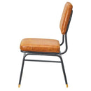 ダイニングチェア 本皮 レザー おしゃれ シンプル 北欧 カフェ風 クッション性 座面 背もたれ 肘掛けなし ひじ無し スチール 脚 細い カジュアル レトロ 【納期A】【azm-guy-251】