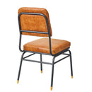 ダイニングチェア 本皮 レザー おしゃれ シンプル 北欧 カフェ風 クッション性 座面 背もたれ 肘掛けなし ひじ無し スチール 脚 細い カジュアル レトロ 【納期A】【azm-guy-251】