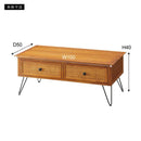 センターテーブル リビング おしゃれ 北欧 ローテーブル 引き出し 引出し 2杯 木製 天然木 スチール 脚 ナチュラル カントリー 幅100cm 【納期A】【azm-guy-371】