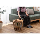 サイドテーブル リビングテーブル ローテーブル センターテーブル ソファサイド バスケット 収納 木製 天板 円形 丸型 サークル ラウンド アジアン カフェ風 【納期A】【azm-guy-821】