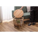 サイドテーブル リビングテーブル ローテーブル センターテーブル ソファサイド バスケット 収納 木製 天板 円形 丸型 サークル ラウンド アジアン カフェ風 【納期A】【azm-guy-821】