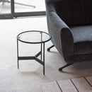 サイドテーブル 丸 北欧 おしゃれ スタイリッシュ ガラステーブル シック モダン 強化ガラス 鉄製 脚 フレーム リビング センターテーブル ソファサイド 円形 【納期A】【azm-hit-240】