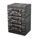 チェスト レトロ アンティーク風 古めかしい かっこいい タンス 3段チェスト 三段チェスト お洒落 レザー風 合皮 【納期A】【azm-iw-873】