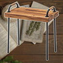 サイドテーブル おしゃれ 北欧 木製 スチール 脚 天然木 テーブル モダン スタイリッシュ 天然木 インテリア 装飾台 ナチュラル カントリー 黒 脚 【納期A】【azm-jw-110】