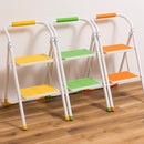 脚立 2段 ステップ台 折りたたみ 折り畳み おしゃれ かわいい ステップ オレンジ 黄色 イエロー 緑 グリーン 持ち手 pop ポップ カジュアル 屋内用 リビング 【納期B】【azm-lfs-007】