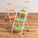 脚立 2段 ステップ台 折りたたみ 折り畳み おしゃれ かわいい ステップ オレンジ 黄色 イエロー 緑 グリーン 持ち手 pop ポップ カジュアル 屋内用 リビング 【納期B】【azm-lfs-007】