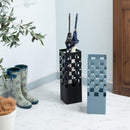 傘立て おしゃれ スリム スチール 外置き 屋外 屋内 玄関 北欧 安定感 水受け トレー ブルー 青 黒 ブラック モダン スタイリッシュ デザイン アート チェック柄 【納期B】【azm-lfs-183】