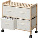 ワゴンチェスト チェスト キャスター付きチェスト 天然木 木製チェスト ウッド 収納チェスト 収納棚 引き出し ファブリック 【納期B】【azm-lfs-376na】