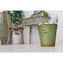 スチール缶 ゴミ箱 ごみ箱 インテリア バケツ 小物入れ 収納 ブロンズ グリーン 緑 アイボリー 白系 シルバー 銀 アンティーク調 レトロ 【納期B】【azm-lfs-426】