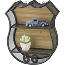 ウォールラック 壁掛け インテリア 壁 ラック 棚 収納 飾り棚 小物置き 収納 アメリカ デザイン USA ルート66 かっこいい スチール 天然木 ナチュラル 【納期B】【azm-lfs-591】