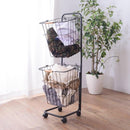 ランドリーバスケット 洗濯かご 洗濯物カゴ 洗濯物入れ 脱衣所 ランドリー キャスター 収納バスケット シンプル おしゃれ ブラック 黒 ホワイト 白 【納期B】【azm-lfs-881】