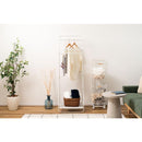 ハンガーラック スリム 2段 シンプル 大容量 スチール製 使いやすい 頑丈 フレーム グレー ホワイト 白 ハンガースタンド 収納スペース ラック 棚 コート 洋服 【納期B】【azm-mip-65】