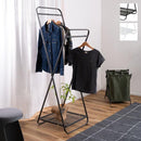 ハンガーラック スリム 2段 シンプル 大容量 スチール製 使いやすい 頑丈 フレーム グレー ホワイト 白 ハンガースタンド 収納スペース ラック 棚 コート 洋服 【納期B】【azm-mip-65】