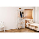 ハンガーラック 伸縮式 棚 キャスターつき 大容量 スチール製 使いやすい 頑丈 フレーム グレー ホワイト 白 ハンガースタンド 収納スペース 3段 コート 洋服 【納期A】【azm-mip-66】