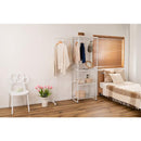 ハンガーラック 伸縮式 棚 キャスターつき 大容量 スチール製 使いやすい 頑丈 フレーム グレー ホワイト 白 ハンガースタンド 収納スペース 3段 コート 洋服 【納期A】【azm-mip-66】