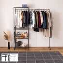 ハンガーラック 伸縮式 棚 キャスターつき 大容量 スチール製 使いやすい 頑丈 フレーム グレー ホワイト 白 ハンガースタンド 収納スペース 3段 コート 洋服 【納期A】【azm-mip-66】