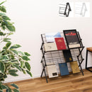 シューズラック スリッパラック マガジンラック 収納 棚 グレー 白 ホワイト 玄関 リビング 折り畳み 折りたたみ スチール コレクションラック ディスプレイ 【納期B】【azm-mip-68】