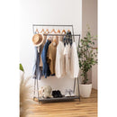 ハンガーラック スリム 2段 シンプル 大容量 スチール製 使いやすい 頑丈 フレーム グレー ホワイト 白 ハンガースタンド 収納スペース 棚 折り畳み 折りたたみ 【納期B】【azm-mip-69】