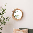 鏡 壁掛け ミラー おしゃれ 丸 トイレ 玄関 アジアン 韓国風 リゾート ナチュラル カフェ風 カントリー リビング ダイニング 木製 円形 サークル ラウンド型 【納期B】【azm-mr-716】