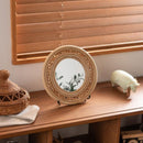 鏡 壁掛け 卓上 置き型 おしゃれ 丸 トイレ 玄関 韓国風 ウォールミラー アジアン リゾート ナチュラル カフェ風 カントリー リビング 木製 円形 小さめ 小型 【納期B】【azm-mr-718】