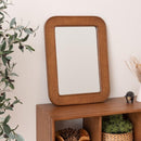 鏡 壁掛け ミラー 壁面 ウォールミラー アジアン アンティーク調 レトロ 和風 ラタン アート インテリア 木製 フレーム 天然木 縁 枠 ナチュラル 長方形 角型 【納期B】【azm-mr-811】