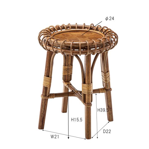 サイドテーブル ラタン 天然木製 おしゃれ アジアン ナチュラル カントリー テーブル リビング 寝室 玄関 【納期A】【azm-nrs-505】