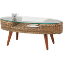 オーバルテーブル ガラス天板テーブル ローテーブル リビングテーブル センターテーブル 円形 丸型 【納期A】【azm-nrt-415】