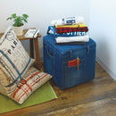 スツール デニム ジーンズ 柄 生地 椅子 足置き 腰掛け チェア キューブ かわいい おしゃれ インテリア ポケット付き 収納 アメリカン カジュアル 【納期B】【azm-ns-503】