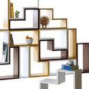 ラック 棚 パズル シンプル 形 デザイン 組み合わせ 収納ラック 収納棚 木目 柄 おしゃれ リビング ダイニング 茶色 ブラウン 白 ホワイト 【納期A】【azm-nws-557】