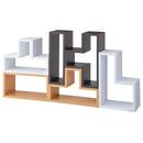 ラック 棚 パズル 凸型 形状 デザイン 組み合わせ 組合せ 収納ラック 収納棚 インテリア 木目 柄 おしゃれ リビング アクセント 茶色 ブラウン 白 ホワイト 【納期A】【azm-nws-559】