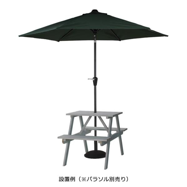 ガーデンテーブル ベンチ 椅子 木製 2人掛け用 パラソル穴付き ガーデニング 家具 テーブル 一体型 ブラウン ホワイト 白 おしゃれ ナチュラル 北欧 庭 屋外 【納期A】【azm-ods-91】